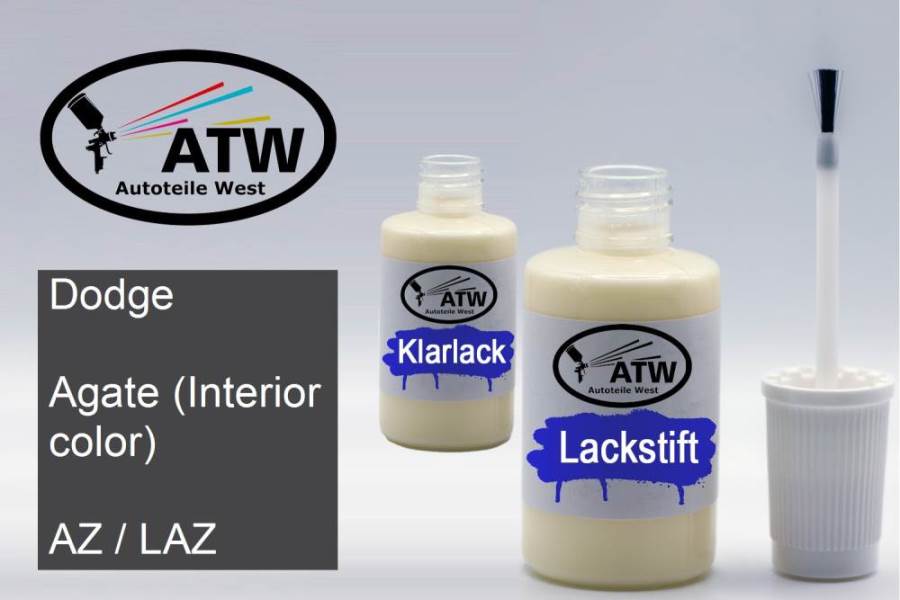 Dodge, Agate (Interior color), AZ / LAZ: 20ml Lackstift + 20ml Klarlack - Set, von ATW Autoteile West.
